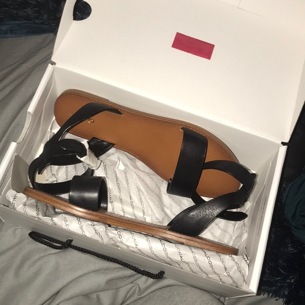 Black single ankle strap sandal